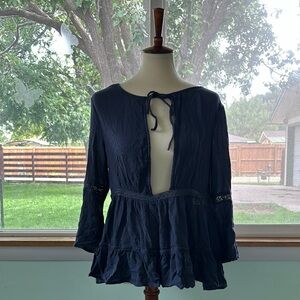 MELROSE AND MARKET BLUE LONG SLEEVE SHIRT